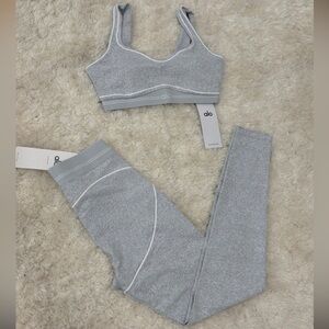 ALO Yoga Gray Sports Bra and Leggings Set